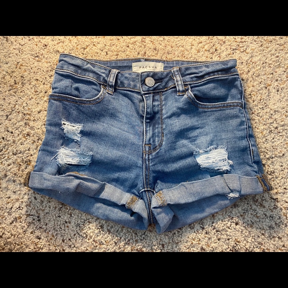 pacsun super stretch shortie jean shorts